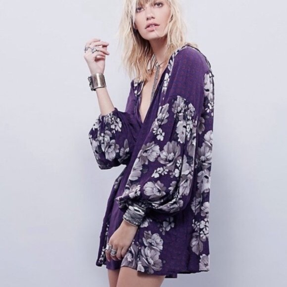 Free People Pants - Free People Purple Sunset Boulevard Romper